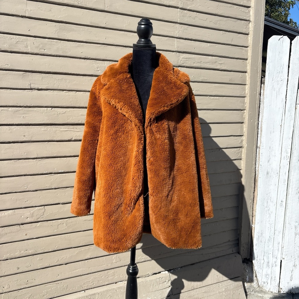 Women's Faux Fur Coat - Cinnamon Brown